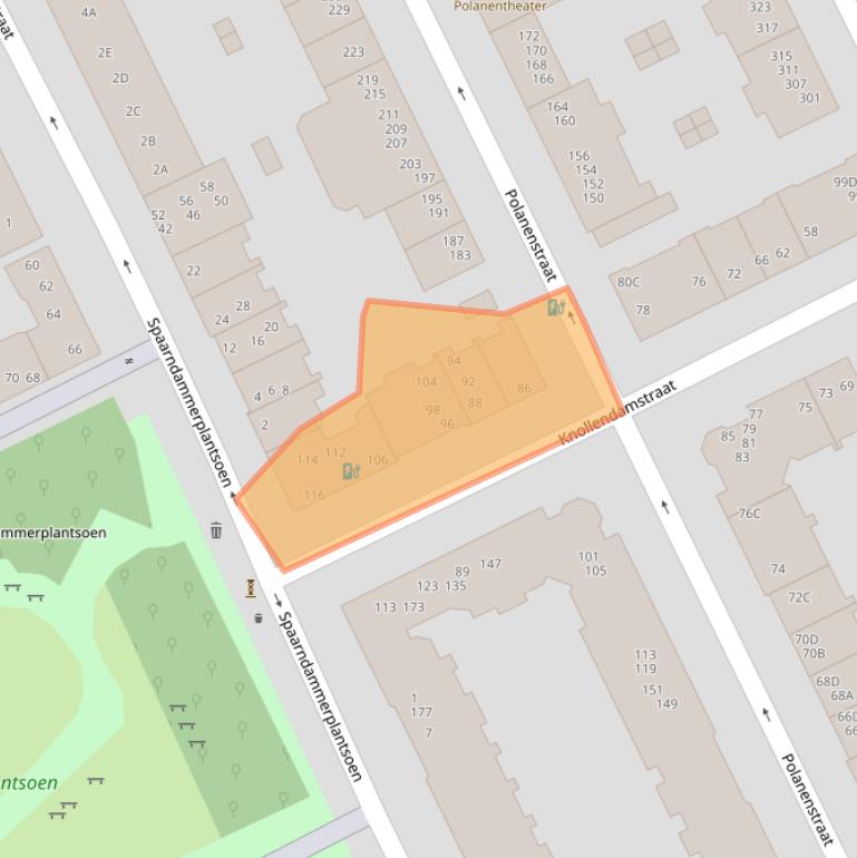 Kaart van postcodegebied 1013TP.