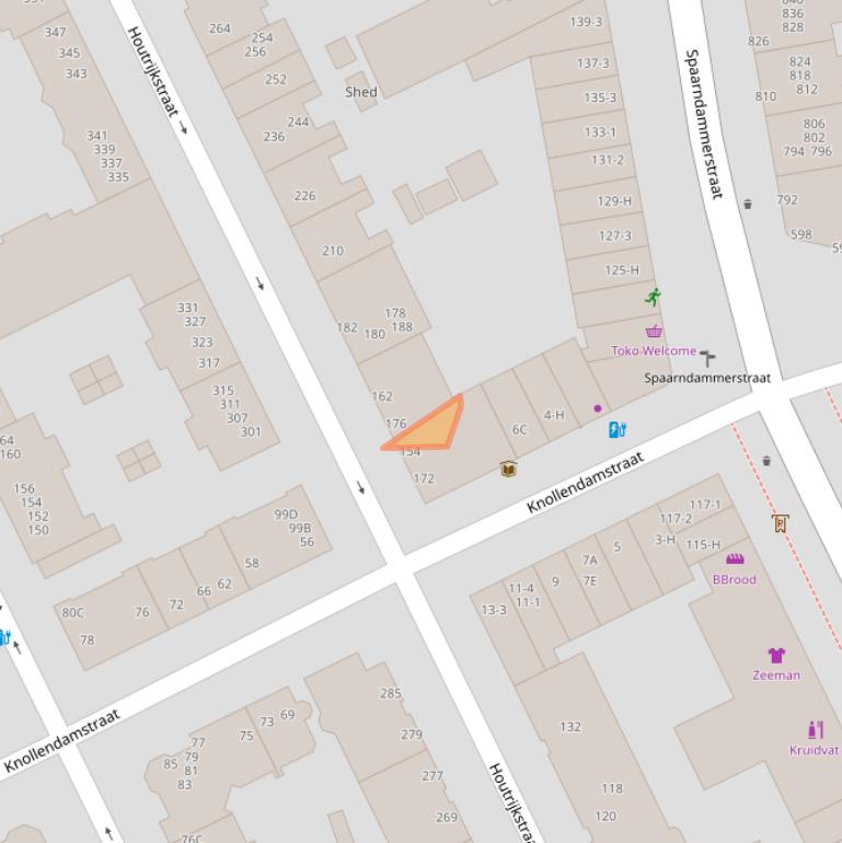 Kaart van postcodegebied 1013VK.