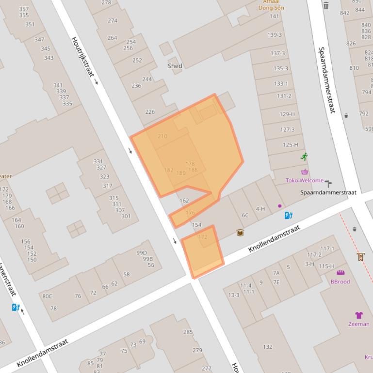 Kaart van postcodegebied 1013VL.