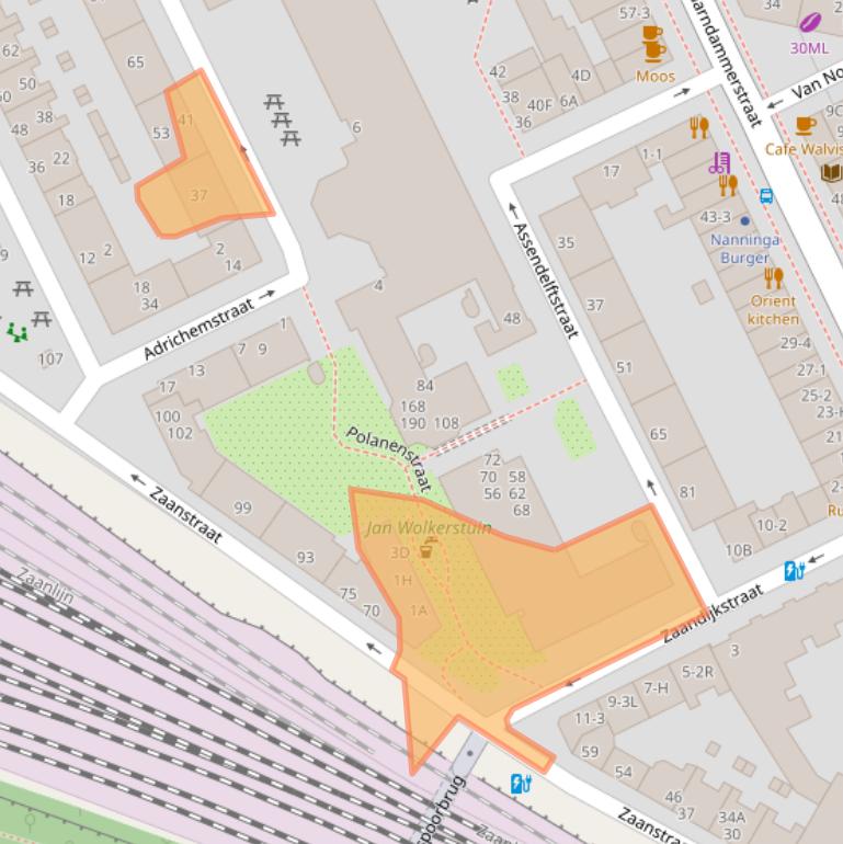 Kaart van postcodegebied 1013VP.