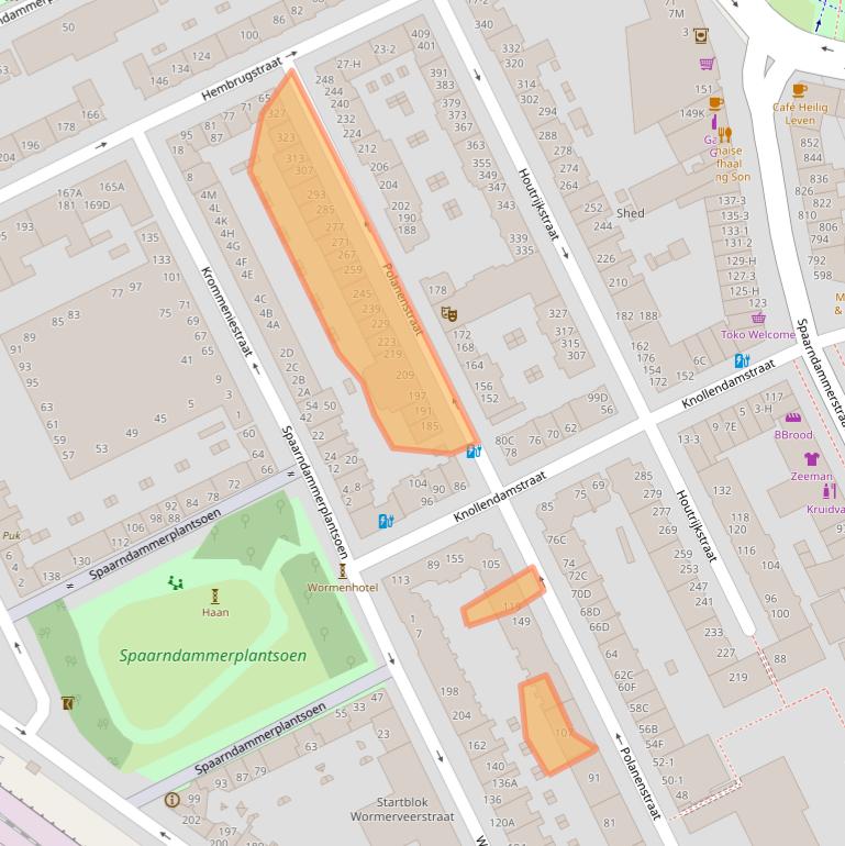 Kaart van postcodegebied 1013VV.