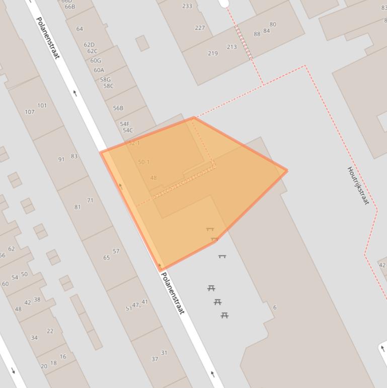 Kaart van postcodegebied 1013VX.