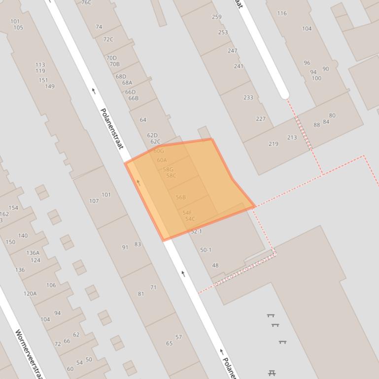 Kaart van postcodegebied 1013VZ.