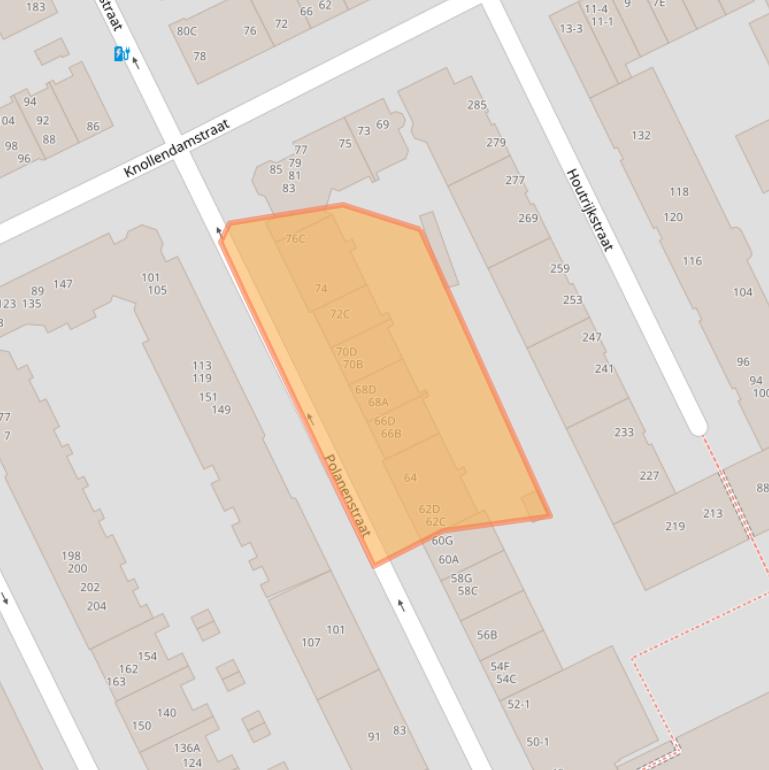 Kaart van postcodegebied 1013WB.