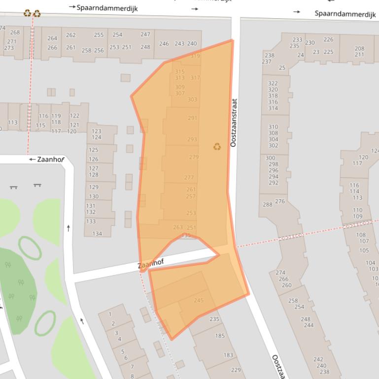 Kaart van postcodegebied 1013WJ.