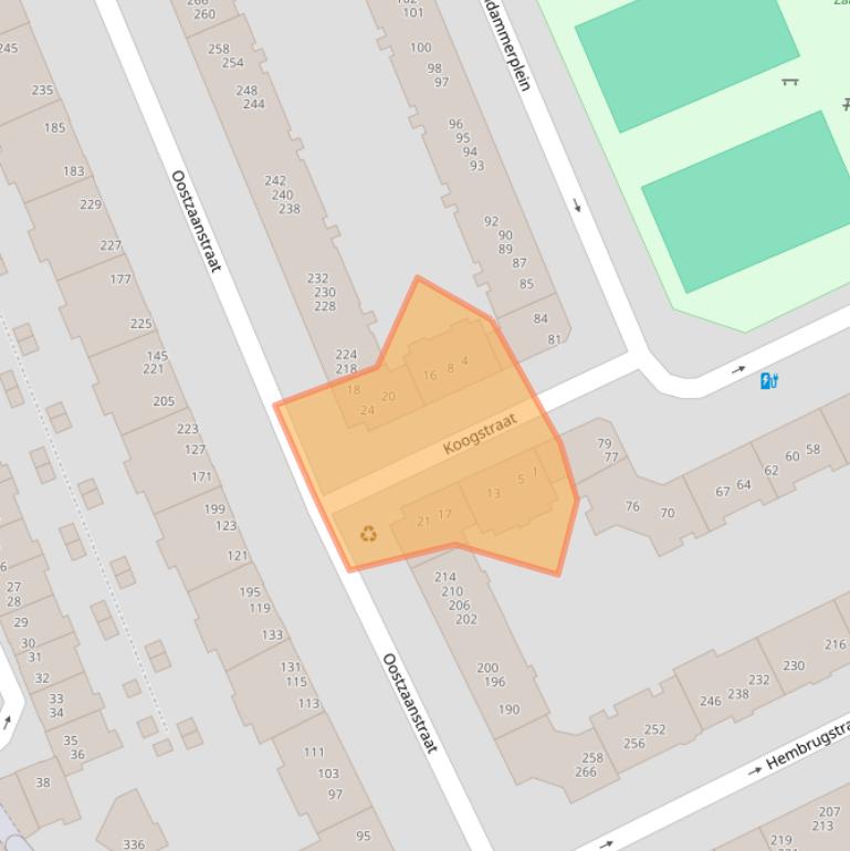 Kaart van postcodegebied 1013WT.