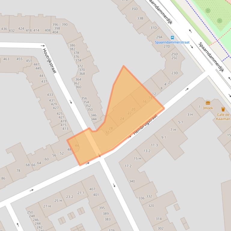 Kaart van postcodegebied 1013XA.