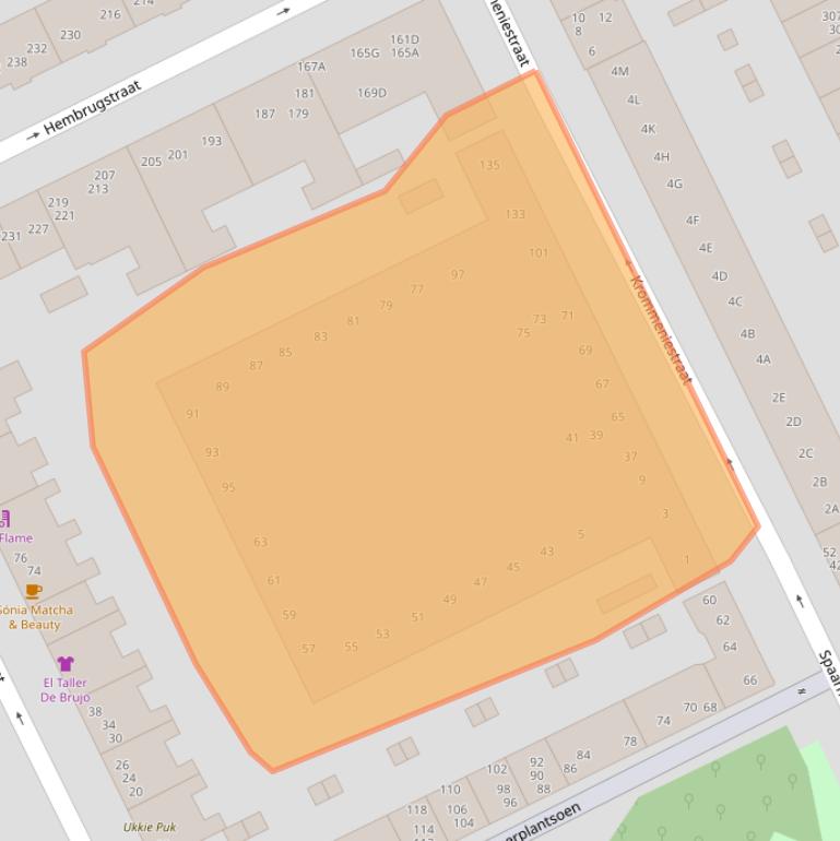 Kaart van postcodegebied 1013XH.