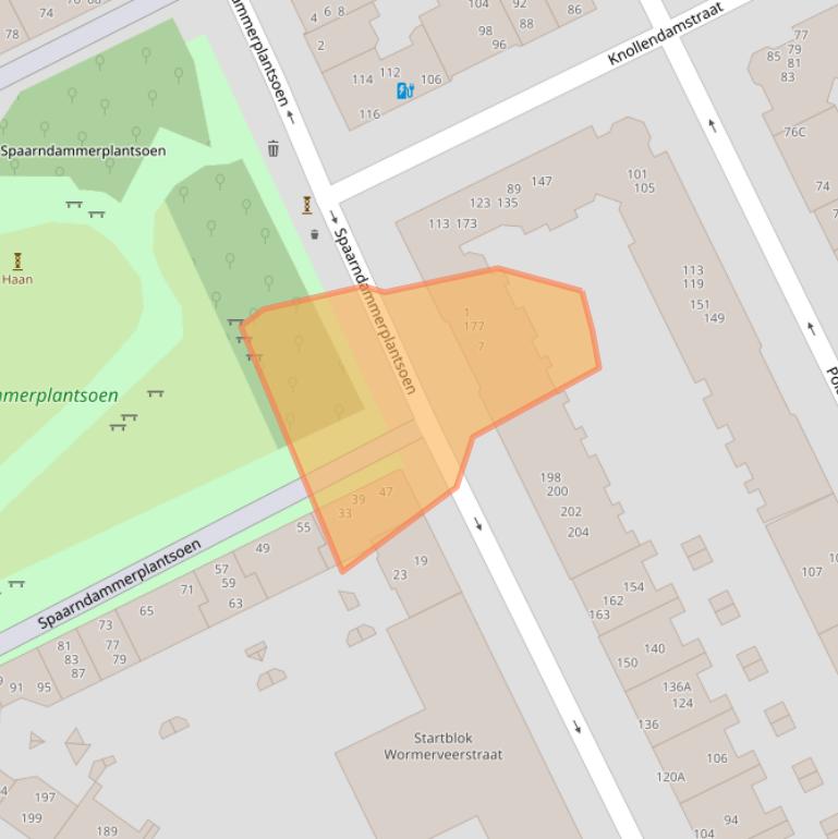 Kaart van postcodegebied 1013XP.