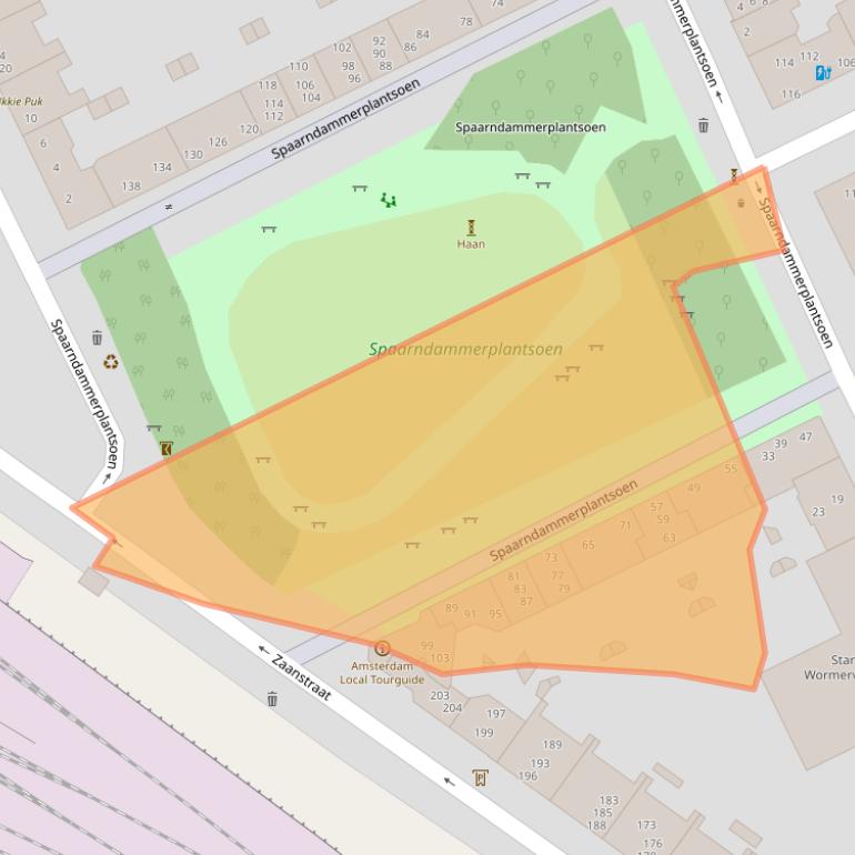 Kaart van postcodegebied 1013XR.