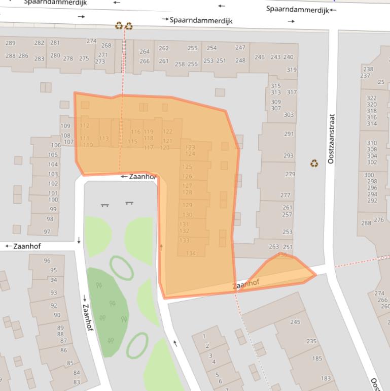 Kaart van postcodegebied 1013ZA.