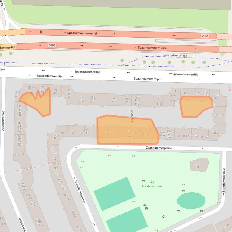 Kaart van postcodegebied 1013ZG.