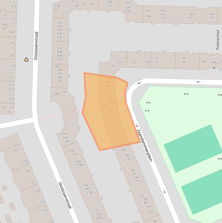 Kaart van postcodegebied 1013ZJ.