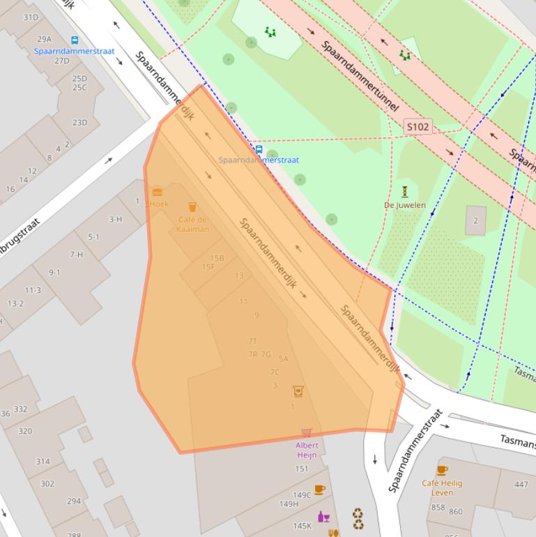 Kaart van postcodegebied 1013ZM.