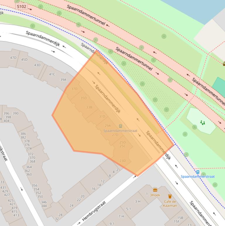 Kaart van postcodegebied 1013ZN.