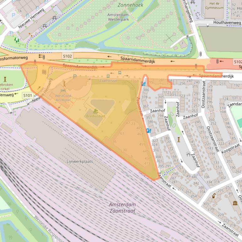 Kaart van postcodegebied 1013ZX.