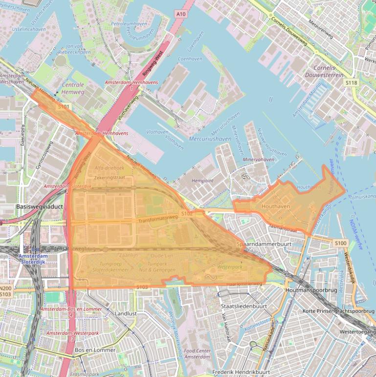 Kaart van postcodegebied 1014.