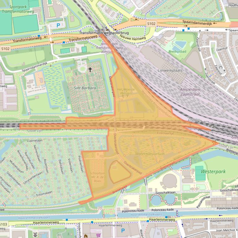 Kaart van postcodegebied 1014AZ.