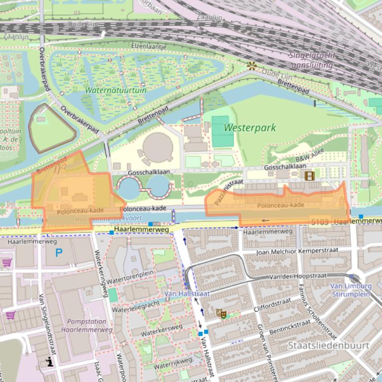 Kaart van postcodegebied 1014DA.