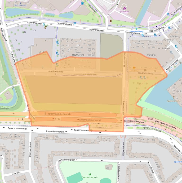 Kaart van postcodegebied 1014ZA.