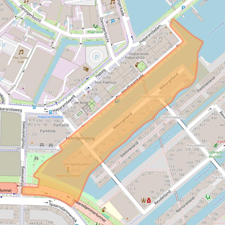 Kaart van postcodegebied 1014ZC.