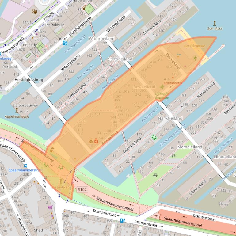 Kaart van postcodegebied 1014ZG.