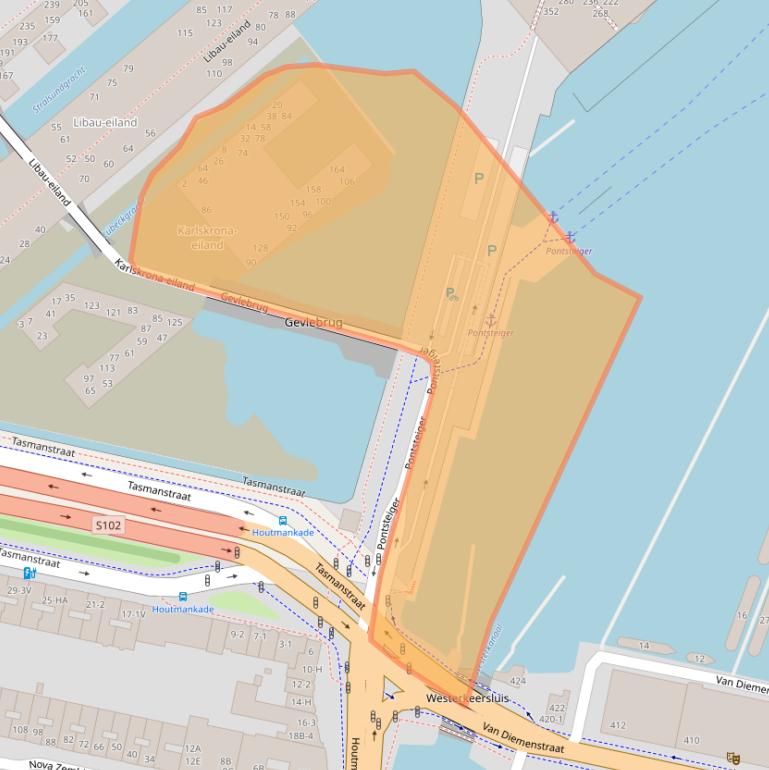 Kaart van postcodegebied 1014ZM.