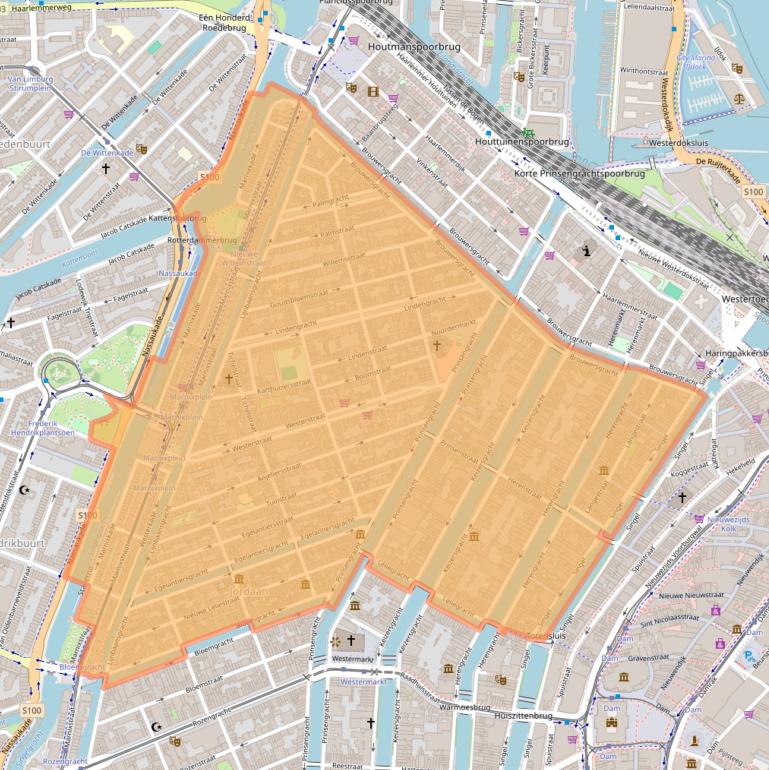 Kaart van postcodegebied 1015.