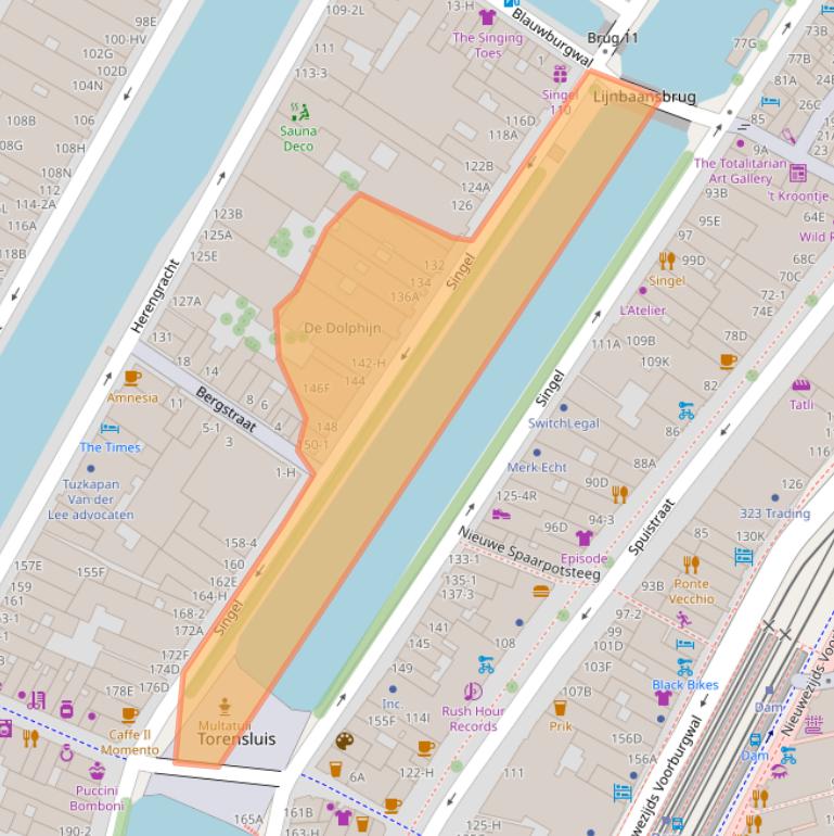 Kaart van postcodegebied 1015AG.
