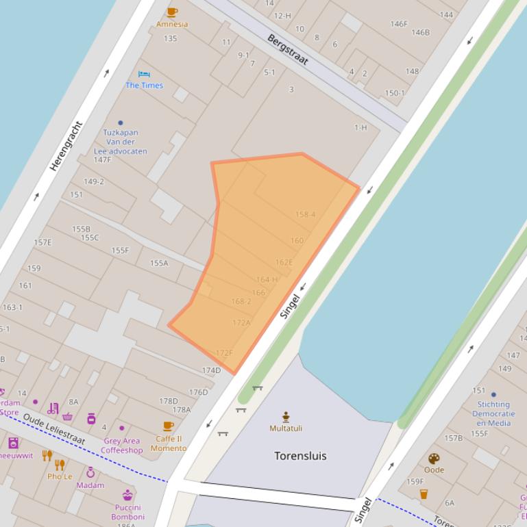 Kaart van postcodegebied 1015AH.