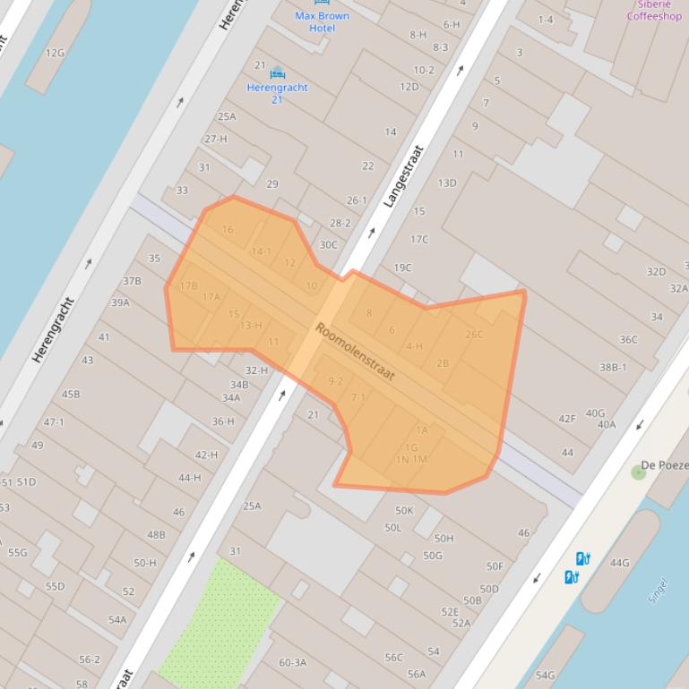 Kaart van postcodegebied 1015AN.