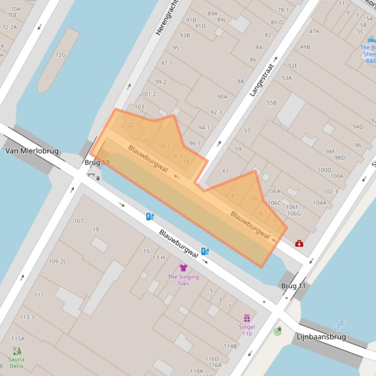 Kaart van postcodegebied 1015AT.