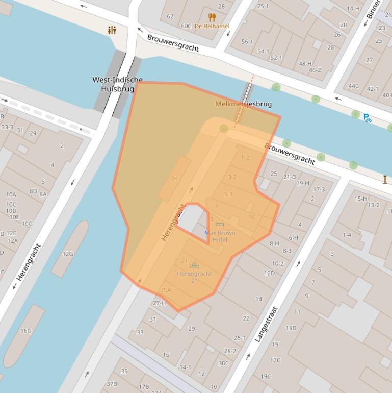 Kaart van postcodegebied 1015BA.