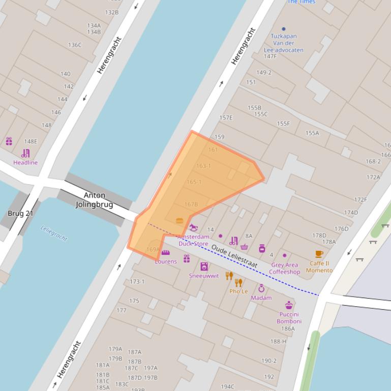 Kaart van postcodegebied 1015BJ.