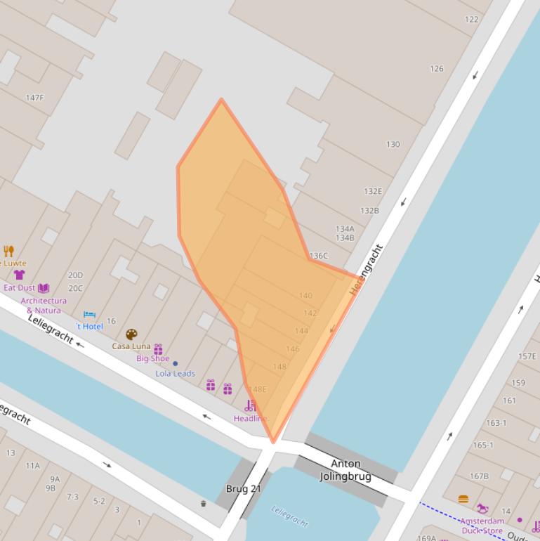 Kaart van postcodegebied 1015BW.