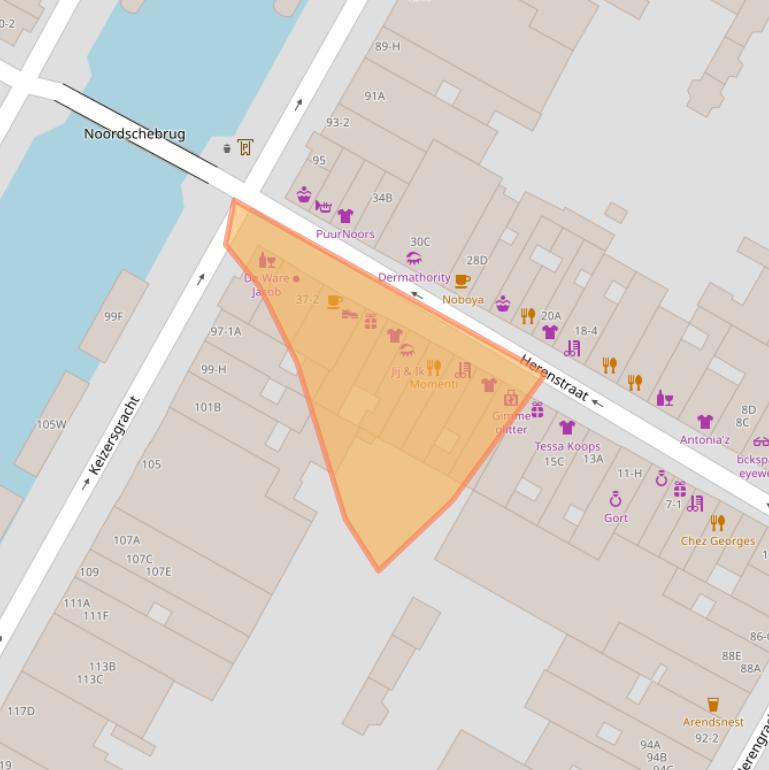 Kaart van postcodegebied 1015BZ.