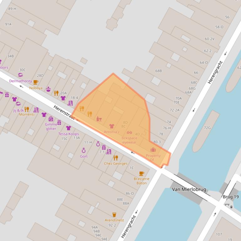 Kaart van postcodegebied 1015CA.