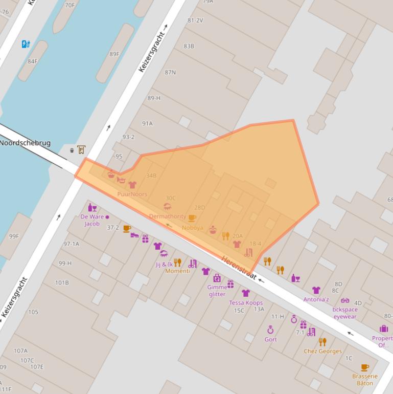 Kaart van postcodegebied 1015CB.
