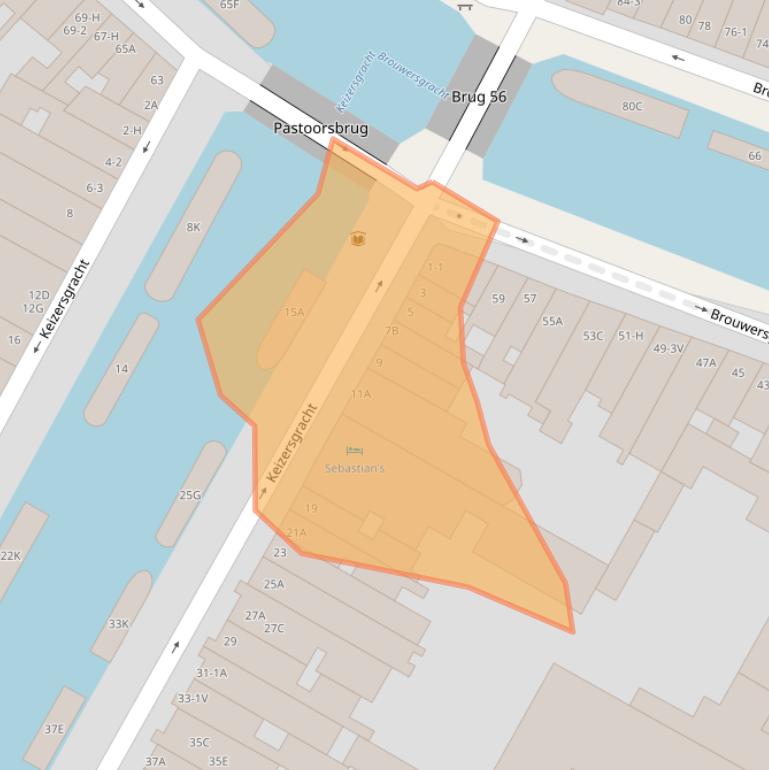 Kaart van postcodegebied 1015CC.