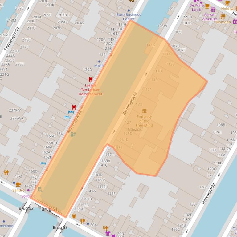 Kaart van postcodegebied 1015CJ.