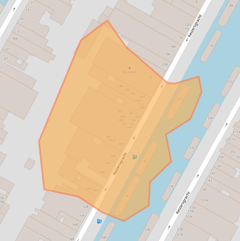 Kaart van postcodegebied 1015CR.