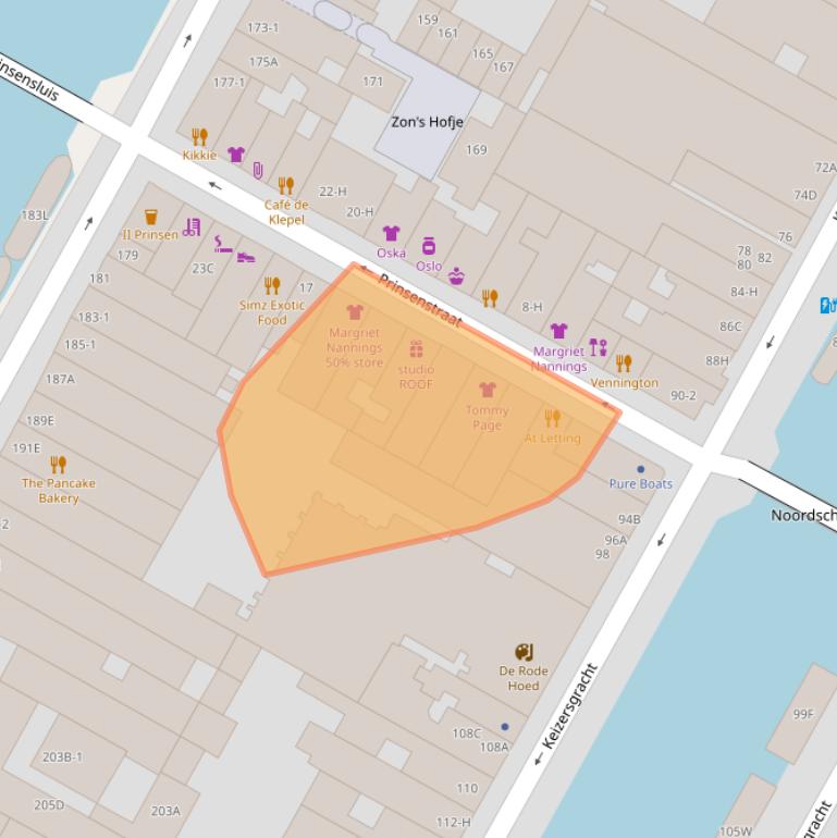 Kaart van postcodegebied 1015DA.