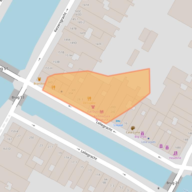 Kaart van postcodegebied 1015DG.