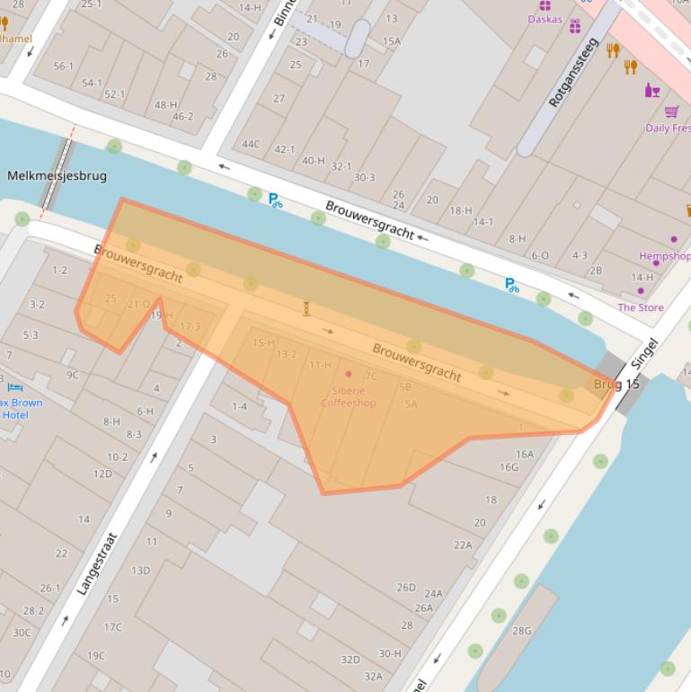 Kaart van postcodegebied 1015GA.