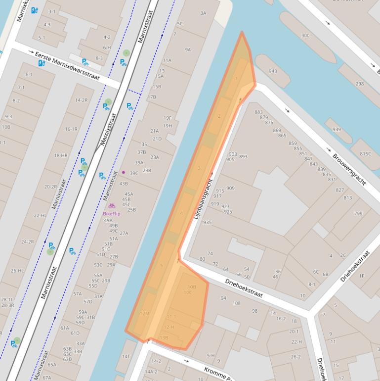 Kaart van postcodegebied 1015GM.