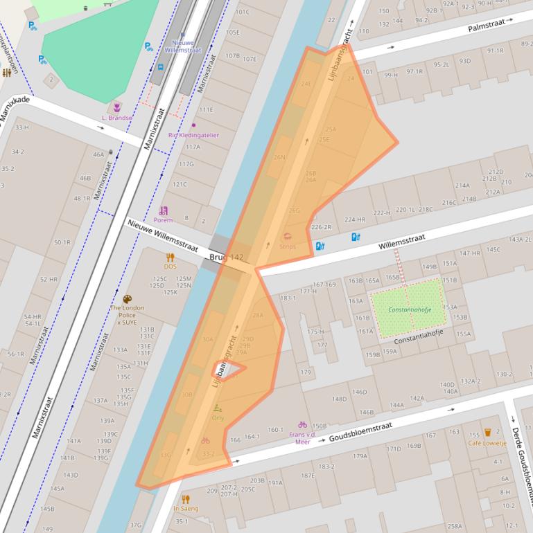 Kaart van postcodegebied 1015GP.