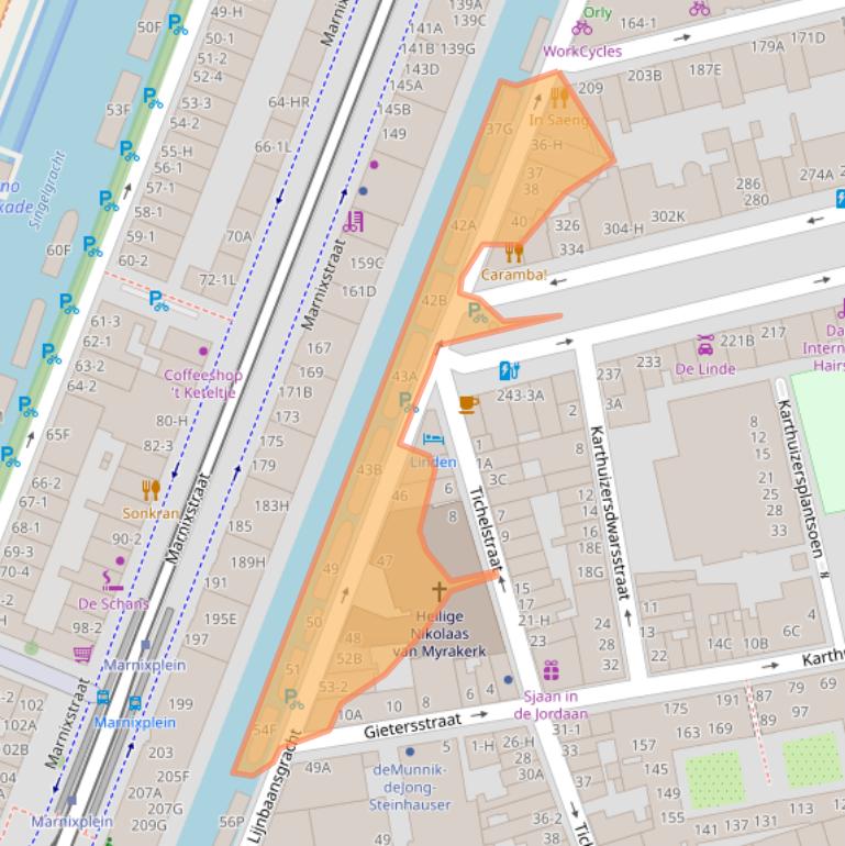Kaart van postcodegebied 1015GR.