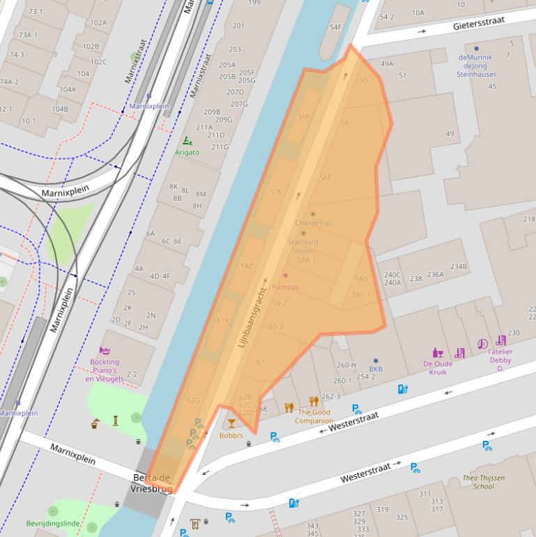 Kaart van postcodegebied 1015GS.