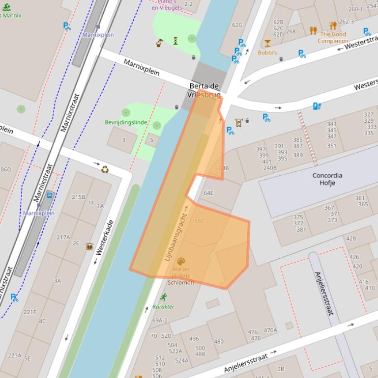 Kaart van postcodegebied 1015GV.