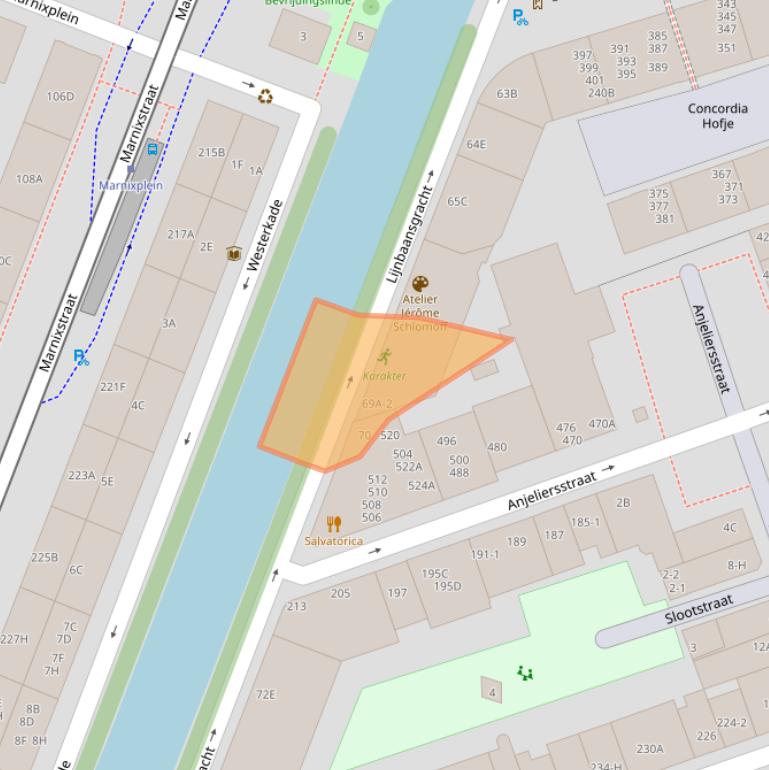 Kaart van postcodegebied 1015GW.